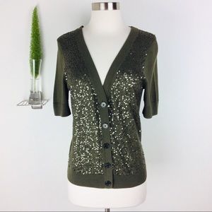 Talbots Pretty Army Green Sequined Top Size (S)